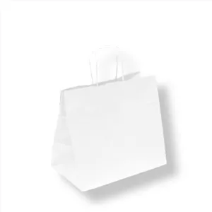 Sacs kraft BLANC SOS avec anses 80g/m2 16+17x24cm